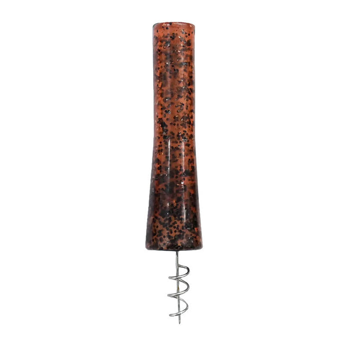 Floatzilla Tail Maxi fishing lure in brown with black speckles, featuring a cylindrical body and a metal screw tail for effective water movement.