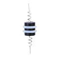 Floatzilla Wacky Connect fishing tackle component features a black cylindrical body with two white rubber rings and a twisted metal wire extending from both ends.