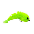 FlyMen Minnow Changer 2/0 bright green fishing lure with soft feather body, realistic eye, and sharp hook designed for musky and fly fishing tackle.