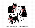 FREE Black Cat with Bow SVG | Coquette Cat Bow SVG