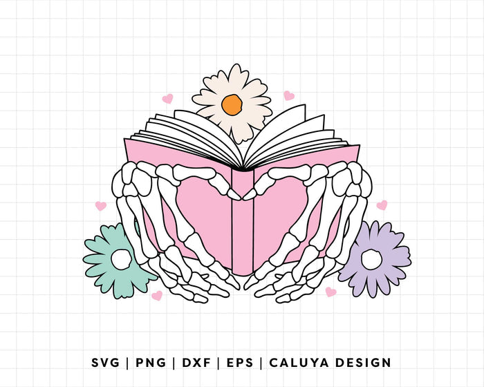 FREE Book With Skeleton Hand SVG | Book Lovers SVG
