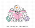 FREE Book With Skeleton Hand SVG | Book Lovers SVG