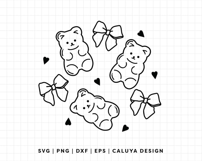FREE Coquette Gummy Bear SVG | Outline Gummy Bear SVG
