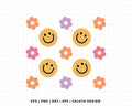 FREE Cute Smiley Face SVG | Retro Flower SVG Cut File for Cricut, Cameo Silhouette | Free SVG Cut File