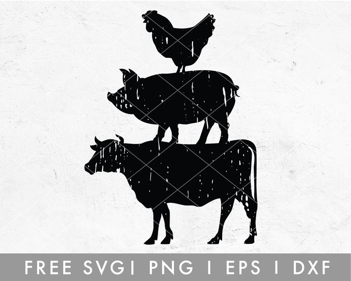 FREE Distressed Farm Animals SVG Cut File for Cricut, Cameo Silhouette | Free SVG, PNG, Vector