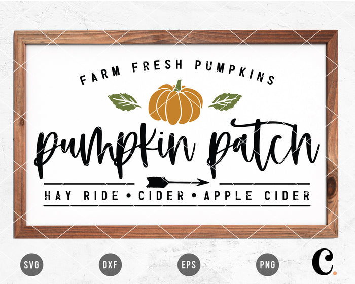 FREE Farmhouse Pumpkin Patch Sign SVG Cut File for Cricut, Cameo Silhouette