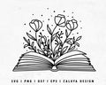 FREE Floral Book SVG | Spring Flower SVG | Reader SVG Cut File for Cricut, Cameo Silhouette | Free SVG Cut File