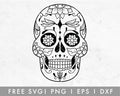 FREE Floral Sugar Skull SVG Cut File for Cricut, Cameo Silhouette | Halloween SVG, Cinco De Mayo SVG