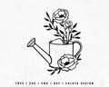 FREE Floral Watering Can SVG | Line Art SVG