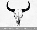 FREE Hand Drawn Cow Skull SVG Cut File for Cricut, Cameo Silhouette | Free SVG Cut File