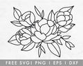 Free SVG hand drawn Peony, Spring flower SVG, Line Art Floral SVG