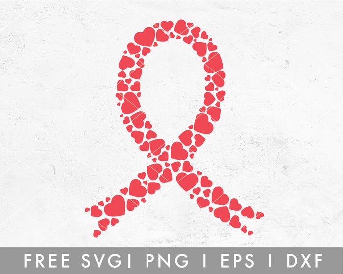 Heart Ribbon SVG Cut File for Cricut, Cameo Silhouette | Free SVG Valentine's Day, Breast Cancer Awareness