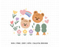 FREE Kawaii Bear and Flower SVG | Cute Korean Style Bear SVG