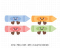 FREE Kawaii Crayons SVG | Kawaii School SVG