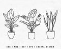 FREE Line Art SVG | House Plant SVG