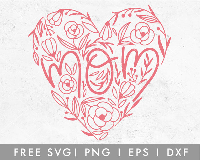 FREE Mom Floral Heart SVG