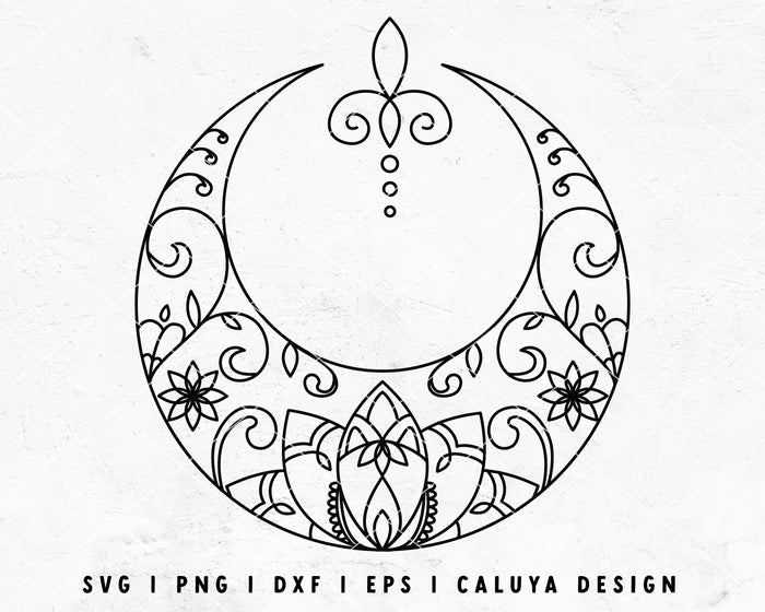 FREE Moon SVG | Floral SVG | Zentangle SVG Cut File for Cricut, Cameo Silhouette | Free SVG Cut File