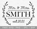 FREE Mr and Mrs Monogram Wreath SVG