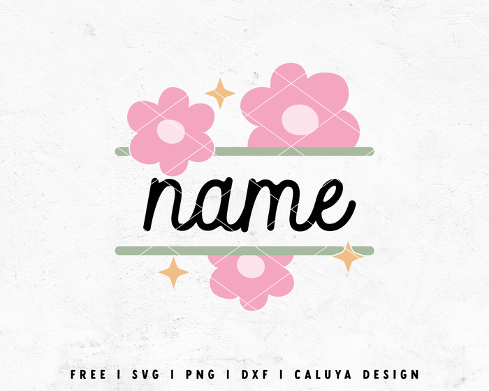 FREE Retro Flower Monogram SVG | Split Monogram SVG Cut File for Cricut, Cameo Silhouette | Free SVG Cut File