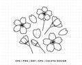 FREE Sakura SVG | Outline Cherry Blossom SVG