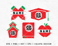 FREE School Monogram SVG | Apple Monogram SVG Cut File for Cricut, Cameo Silhouette | Free SVG Cut File