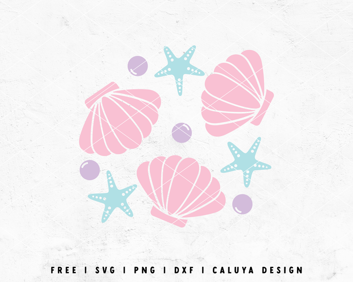 FREE Seashell Set SVG | Mermaid Clipart SVG Cut File for Cricut, Cameo Silhouette | Free SVG Cut File