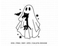 FREE Sheet Ghost with Kitty SVG | Cute Ghost SVG