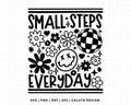 FREE Small Steps Everyday SVG | Retro Smiley Face SVG Cut File for Cricut, Cameo Silhouette | Free SVG Cut File