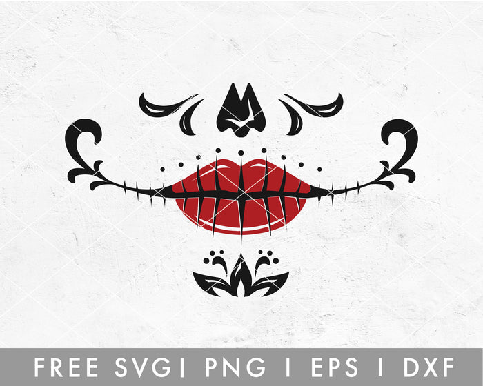 FREE Sugar Skull Mouth SVG Cut File for Cricut, Cameo Silhouette | Halloween Mask Making SVG Cut File