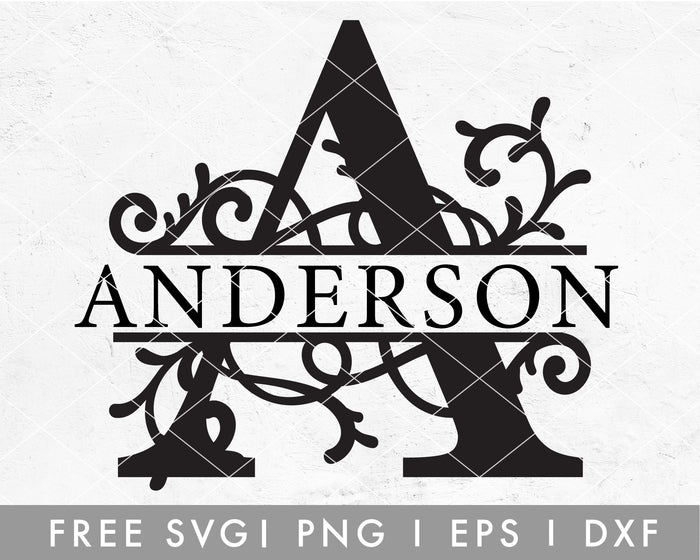 FREE Vine Split Monogram SVG Cut File for Cricut, Cameo Silhouette