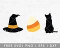 FREE Witch Hat, Candy Corn & Cat SVG Cut File for Cricut, Cameo Silhouette