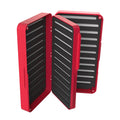 Fulling Mill Tactical Max Box in red with multiple foam-lined compartments designed to securely hold and organize fishing lures and tackle.