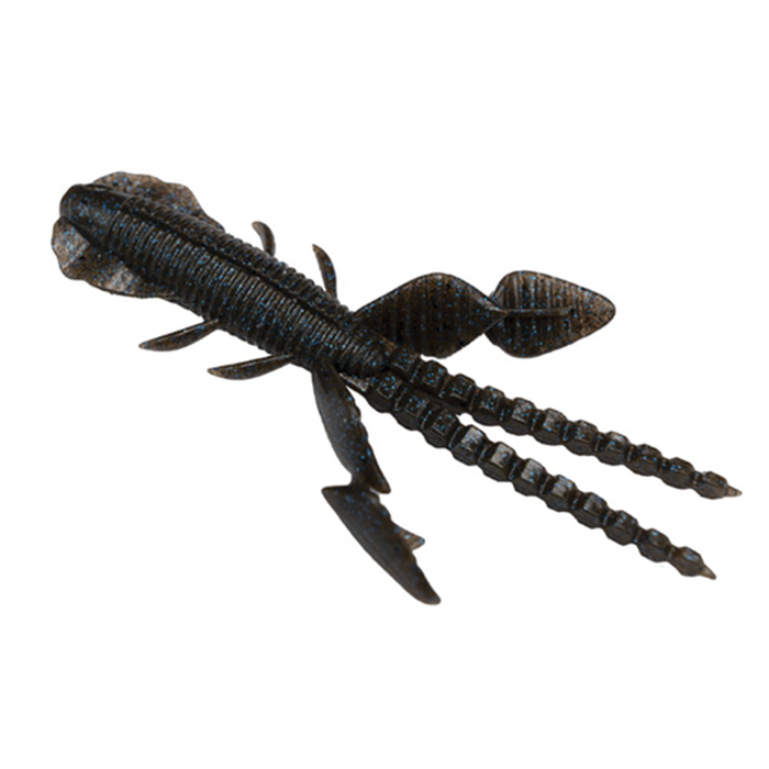 Galápagos Empel Bug 4.2" fishing lure in dark color with segmented body and multiple appendages designed for realistic movement in fishing tackle.