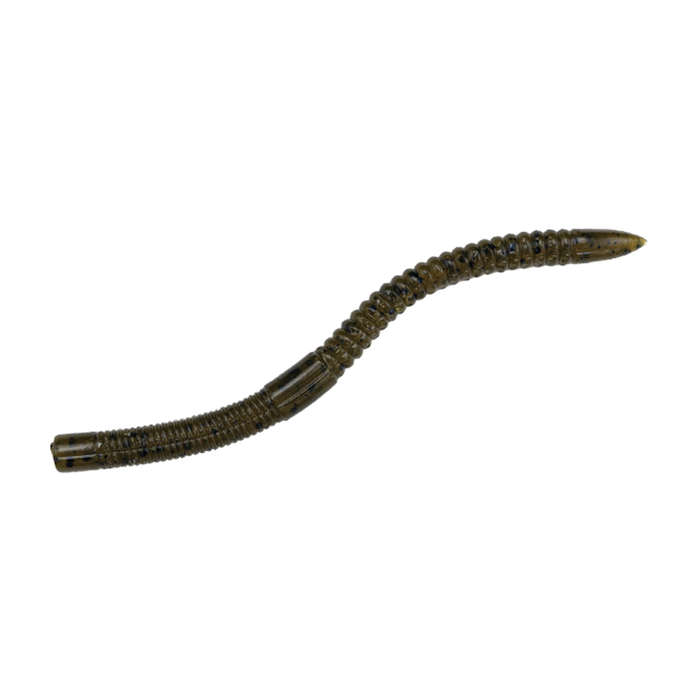 Galápagos Lashwave soft plastic fishing lure in brown with segmented, ribbed body designed to mimic a worm for effective fishing tackle use.