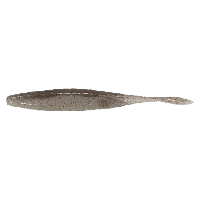 Galápagos Steer Ride 6" soft plastic fishing lure in translucent gray with black speckles, designed for freshwater fishing tackle and musky targeting.