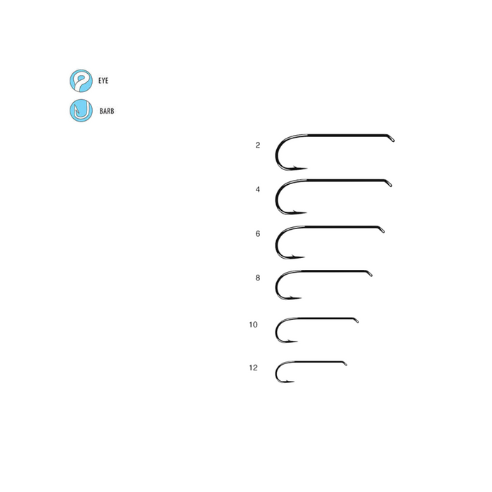Gamakatsu S11-4L2H Hooks displayed in six sizes from 2 to 12, showing detailed design including eye and barb features for fishing tackle use.