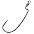 Gamakatsu Worm 34R Hydroll Hook showcasing a sharp, curved metal hook with a swivel eye for secure attachment, designed for fishing tackle and lure use.