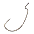 Single Gamakatsu Worm Offset EWG Hook (NanoAlpha) in metallic finish designed for fishing lure rigging, featuring a sharp point and offset bend for secure hook sets.