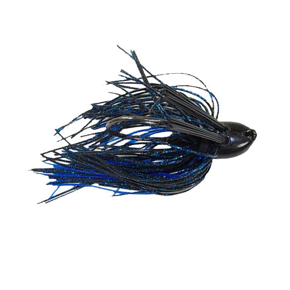 Gambler Lures Double Weedguard Flipping Jig in black and blue with dual weedguards and skirted strands designed for heavy cover fishing tackle.