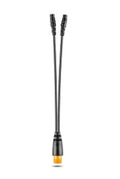 Garmin 12-pin to Dual 4-pin Transducer Y-Cable 010-12234-05 with a single 12-pin connector splitting into two 4-pin connectors designed for marine electronics and fishing tackle integration.