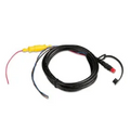Garmin 4-pin Power Cable 010-12199-04 featuring a coiled black cable with a yellow connector on one end and a black connector on the other, designed for marine electronics power connection.