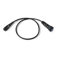 Garmin 4-pin Transducer to 8-pin Sounder Adapter Cable 010-12721-00 shown coiled, featuring black durable cable with connectors designed for marine electronics and fishing tackle integration.