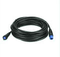 Garmin Transducer Extension Cable (8-pin) coiled black cable with blue and black connectors, designed for extending fishing marine electronics connections.