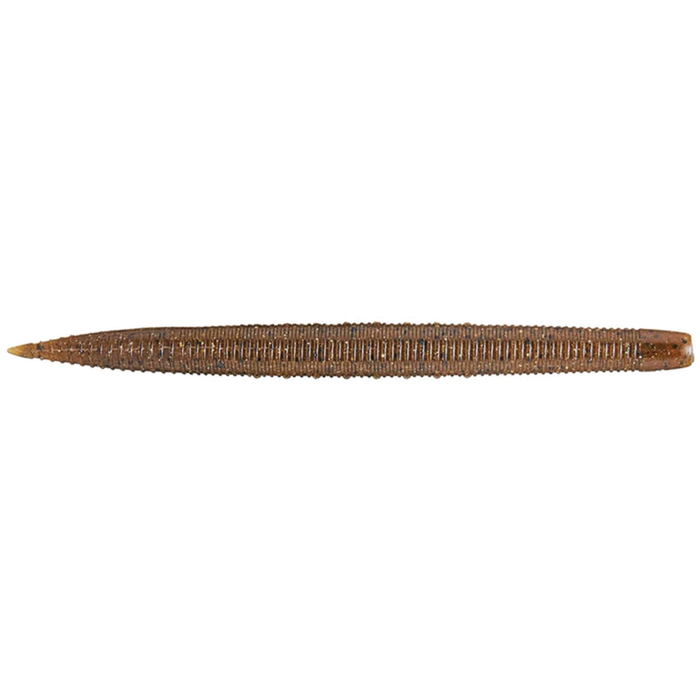GeeCrack SAF Stick soft plastic fishing lure in brown with ribbed texture designed for realistic movement, ideal for fishing tackle enthusiasts targeting musky and other species.