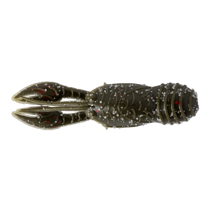 Great Lakes Finesse Juvy Craw fishing lure designed to mimic a crawfish with textured body, claws, and glitter accents for attracting fish in freshwater fishing tackle setups.