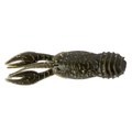 Great Lakes Finesse Juvy Craw fishing lure in dark olive green with realistic segmented body, pincers, and silver glitter specks for musky and freshwater fishing tackle.
