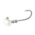 Great Lakes Finesse Stealth Football Head Jig featuring a white football-shaped head and a single sharp hook designed for precision fishing tackle use.