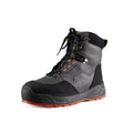 Grundens Bedrock Wading Boot-Rubber Sole in gray and black with orange accents, featuring lace-up closure and durable rubber sole designed for fishing and outdoor use.