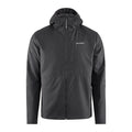 Grundens Turbulence Hybrid Hoodie in black with full front zipper, adjustable hood, chest pocket, and durable fabric designed for fishing and outdoor activities.