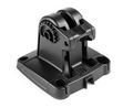 Black plastic mounting bracket with gear-like adjustment wheel and securing holes, designed for fishing tackle setup, model HOOK² 4 & 5 / HOOK Reveal 5 / Cruise 5 Bracket 000-14170-001.